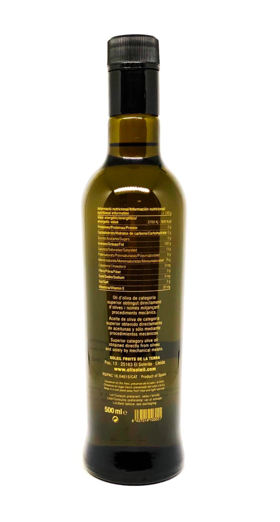 Aceite de Oliva Virgen Extra Soleil Arbequina 500 ml.